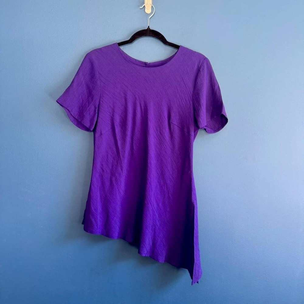 Vintage Asymmetrical Blouse Women's Size 6 Purple K Studio Retro Colorful Unique